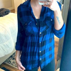 Black and royal blue light weight flannel
